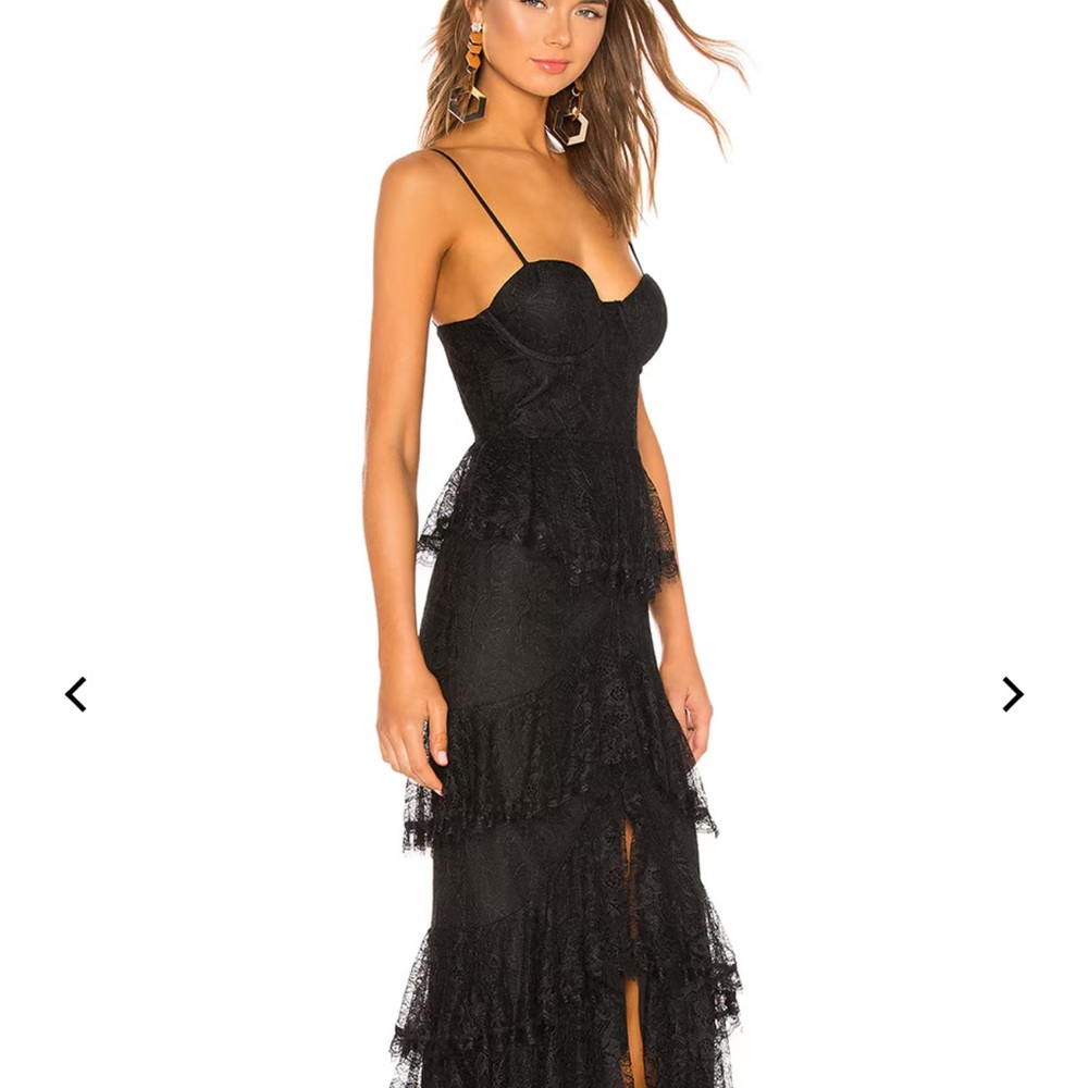 MAJORELLE Black Lace Maxi Dress